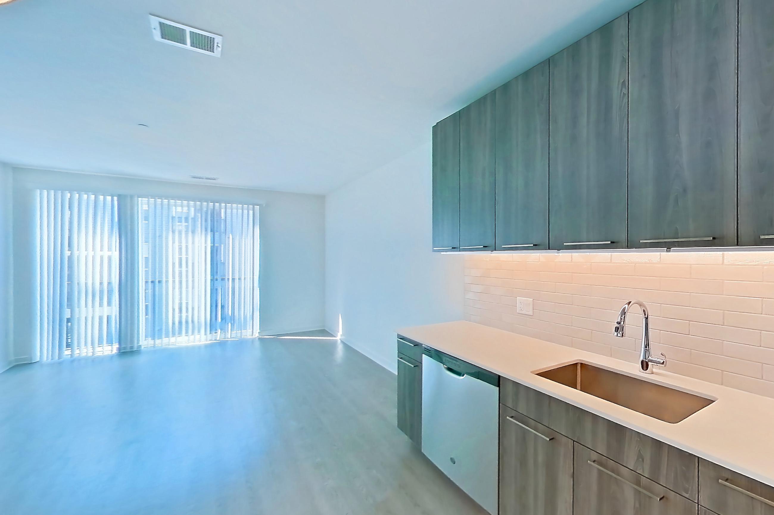Kitchen in a A23 floor plan apartment, representative of Apartment 342 at Cortland Columbia Pike