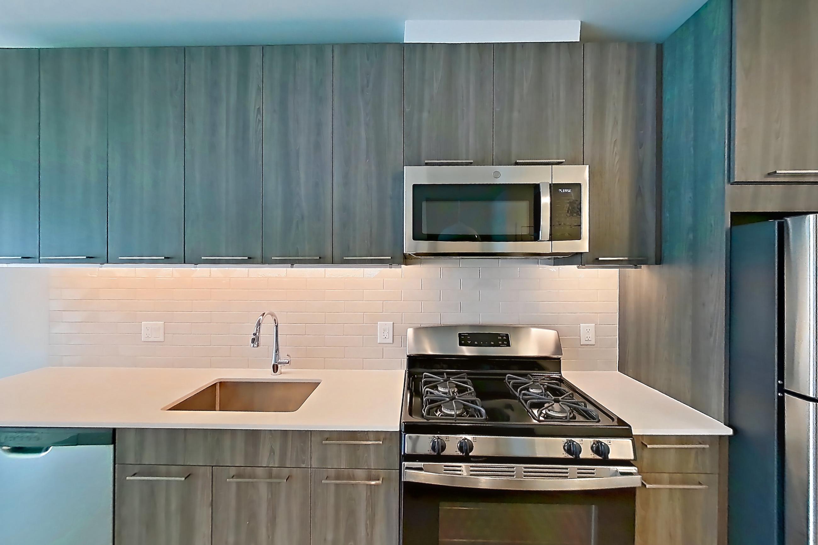 Kitchen in a A23 floor plan apartment, representative of Apartment 342 at Cortland Columbia Pike
