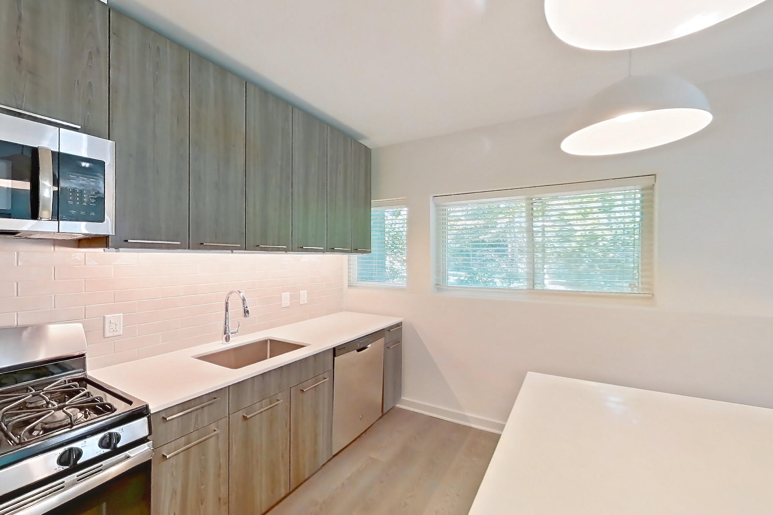 Kitchen in a B5 floor plan apartment, representative of Apartment 218S at Cortland Columbia Pike