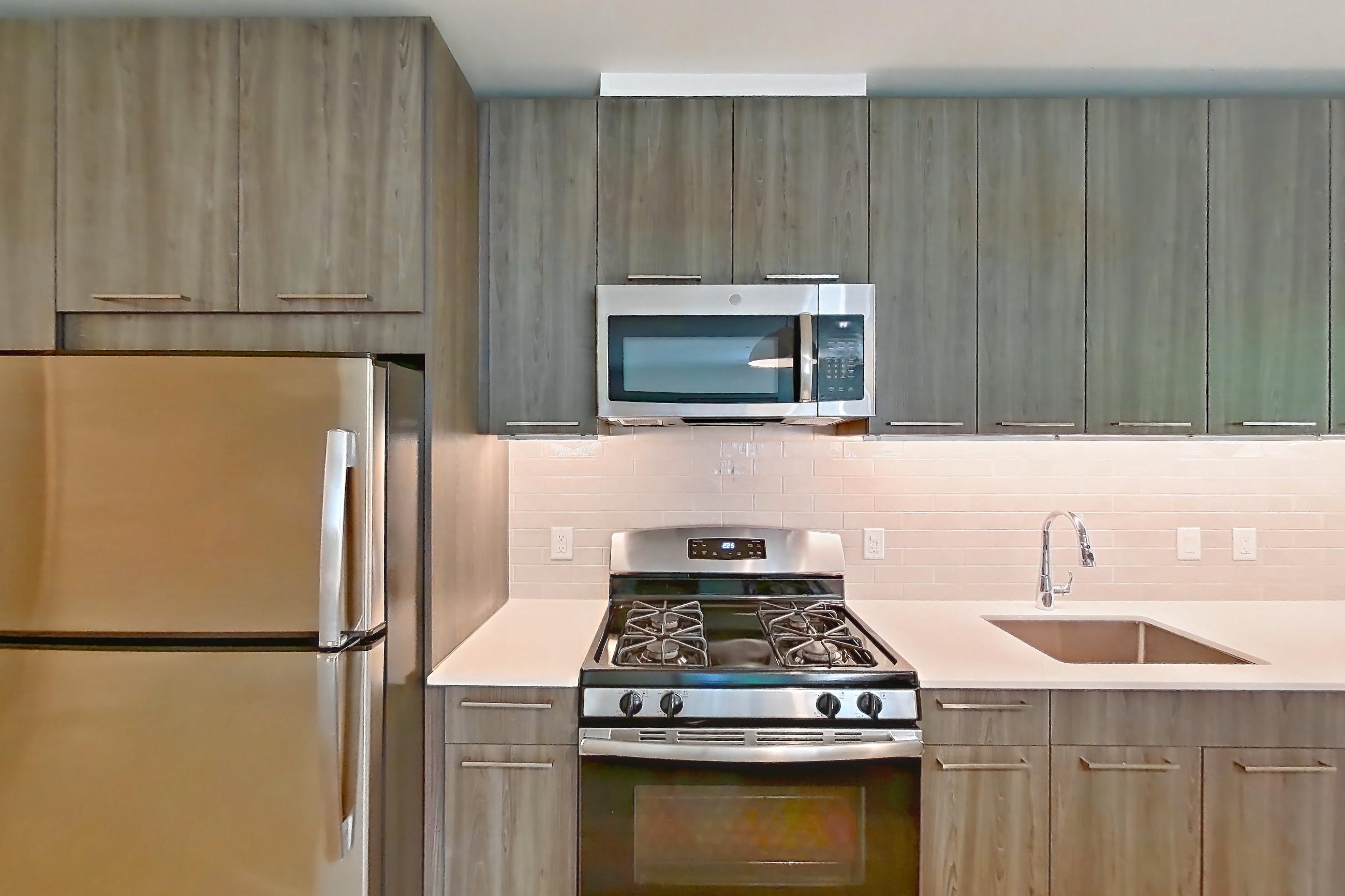 Kitchen in a B5 floor plan apartment, representative of Apartment 218S at Cortland Columbia Pike