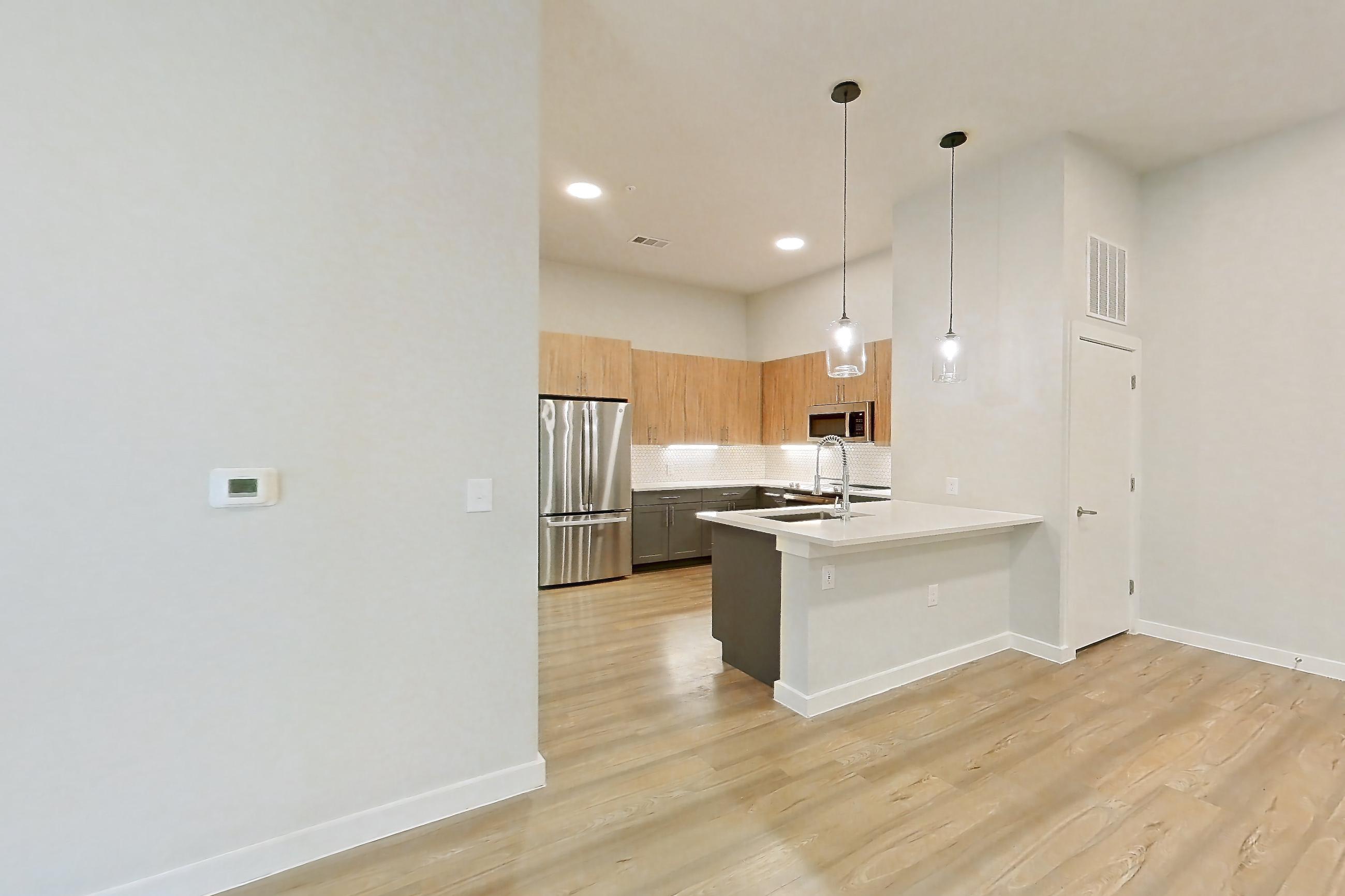 Living space, Apartment 2113 at Bridge at The Blockyard