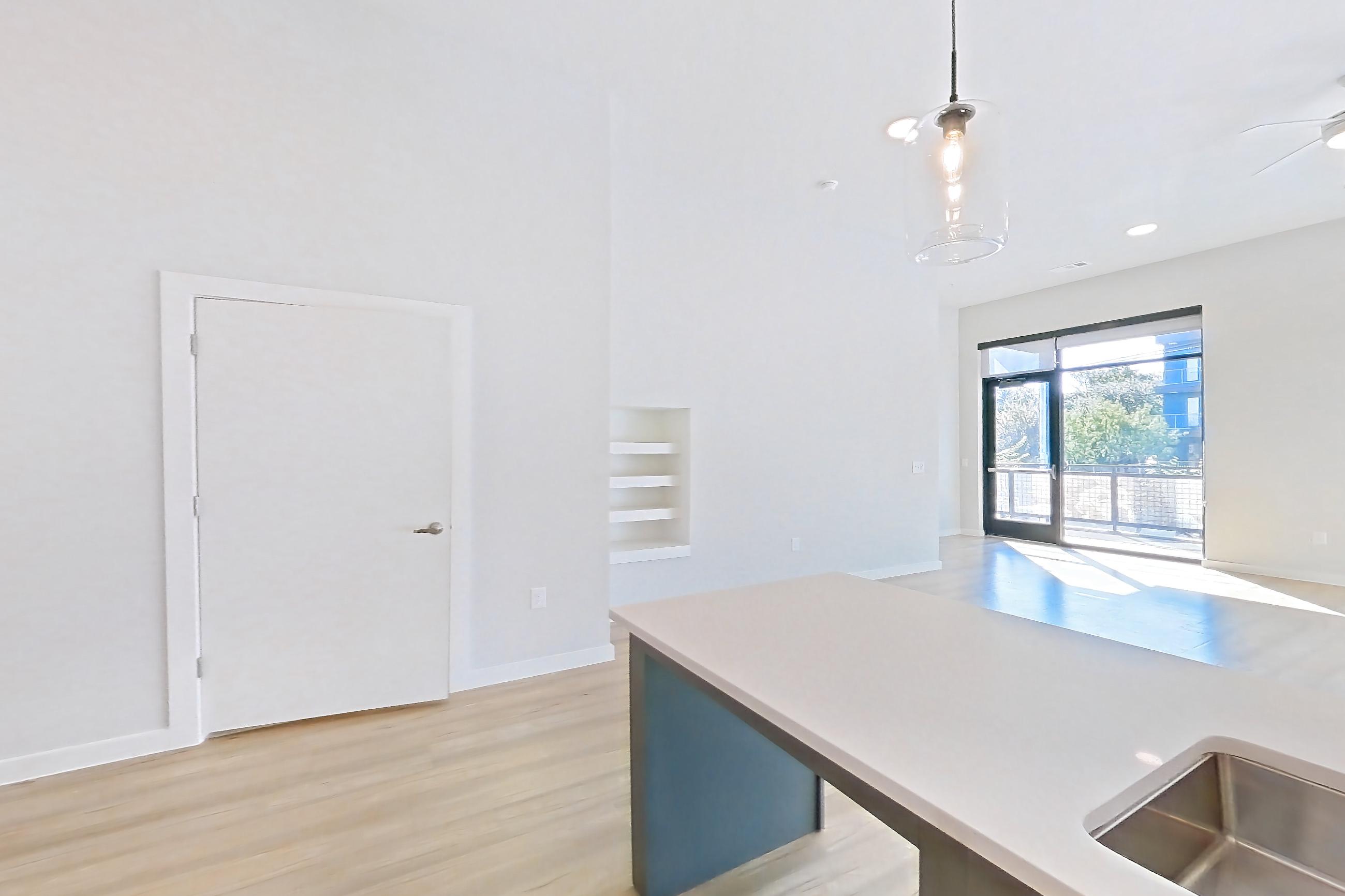 Kitchen in Apartment 1121 at Bridge at The Blockyard, LW2 - One-Bedroom Live-Work Townhome floor plan