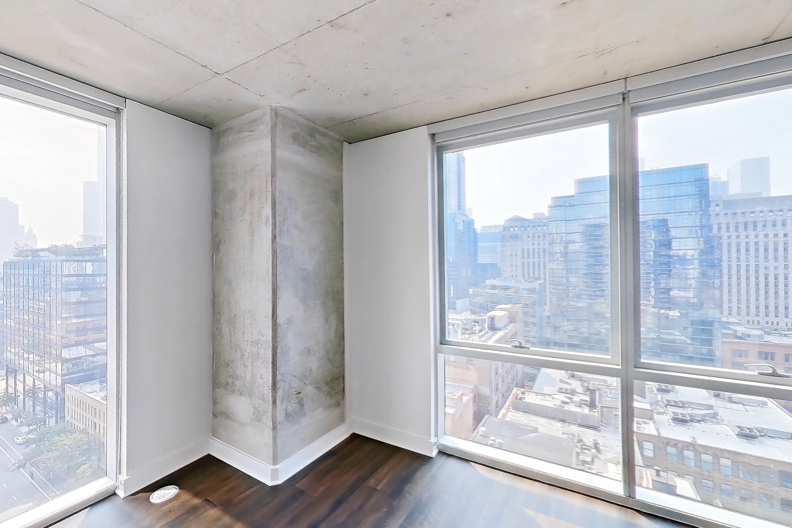 Living room with city view and skyline view, Apartment 1610 at 220 WIL