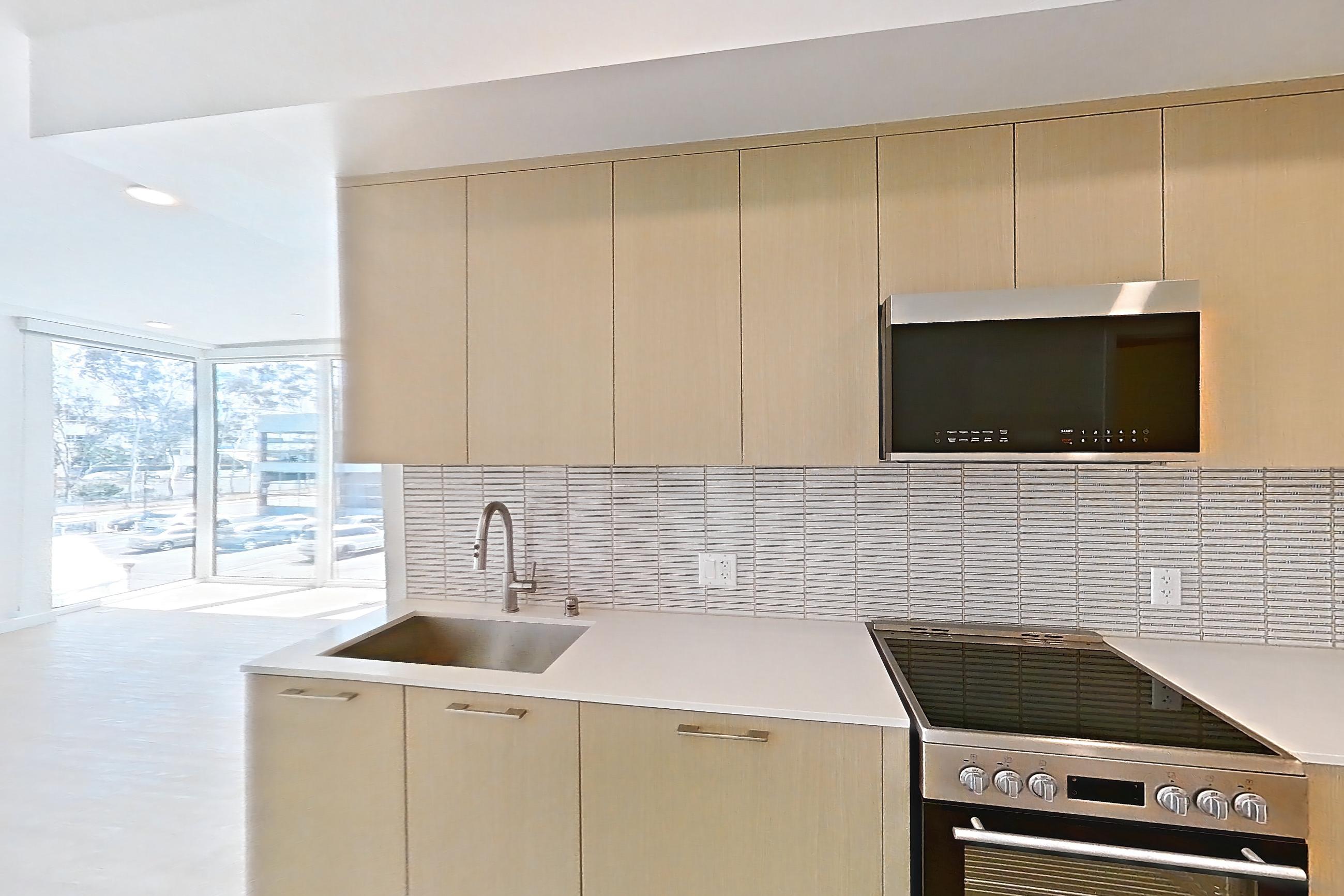 Kitchen in Apartment 301 at Santa Monica Collection, 1U - 1 Bed 1 Bath floor plan