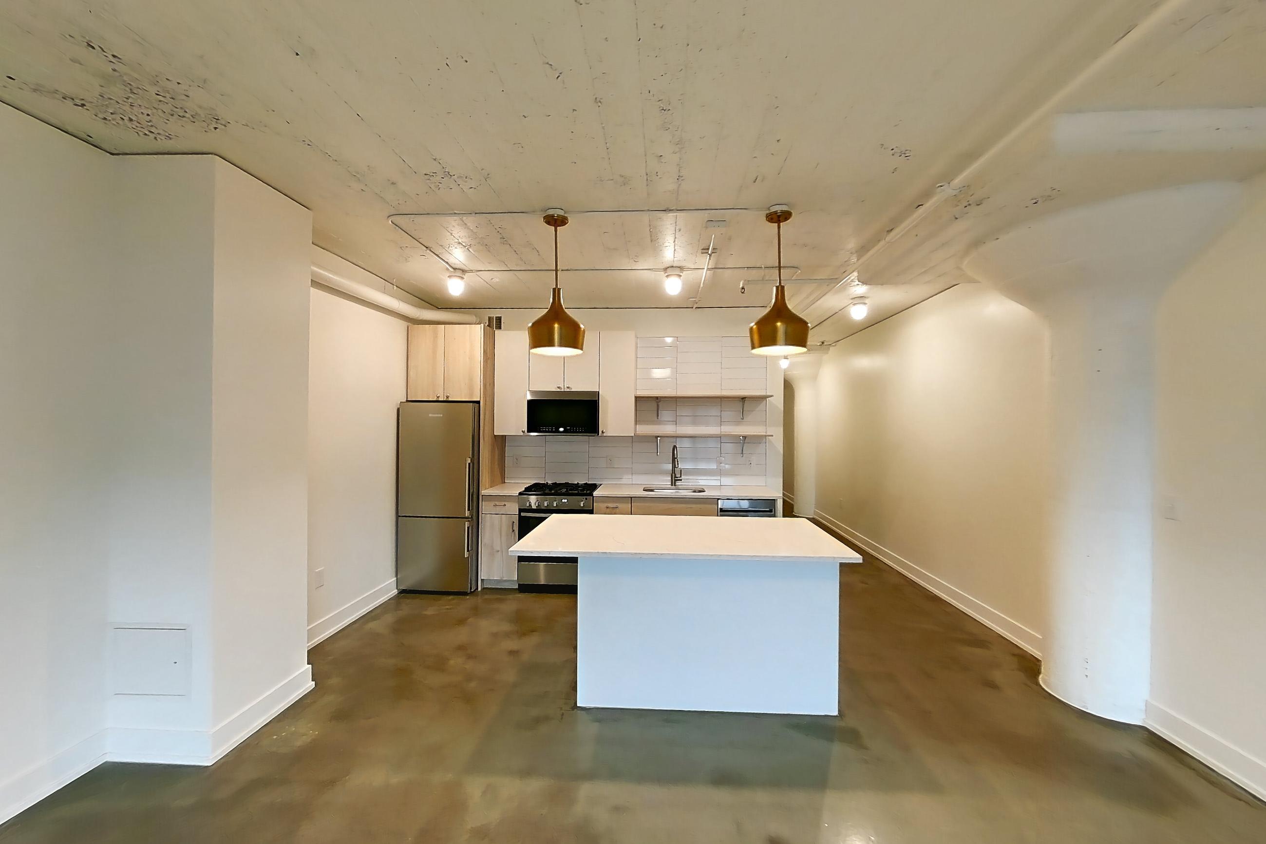 Living room, Apartment 415 at The Hall Lofts