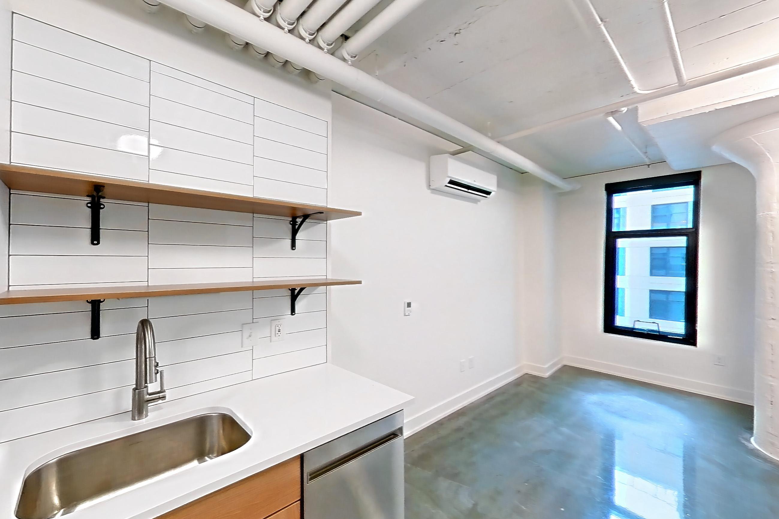 Kitchen in Apartment 542 at The Hall Lofts, B28 floor plan