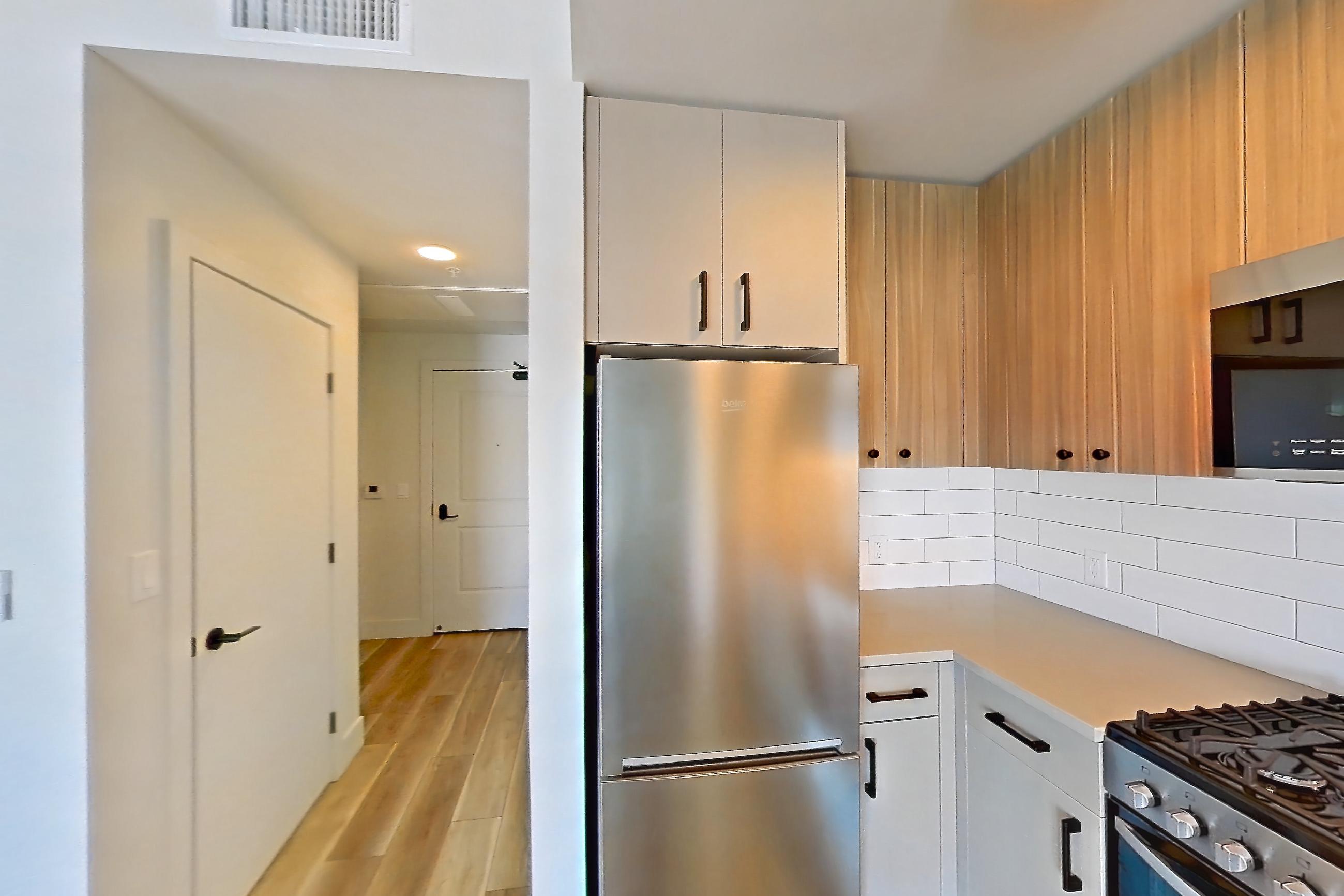 Kitchen, Apartment 418 at The Myles