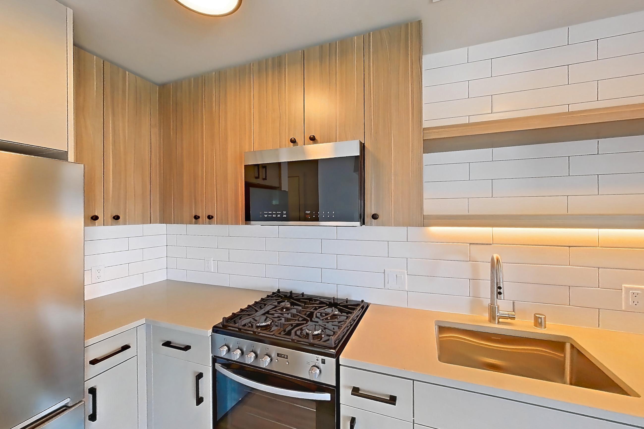 Kitchen, Apartment 418 at The Myles