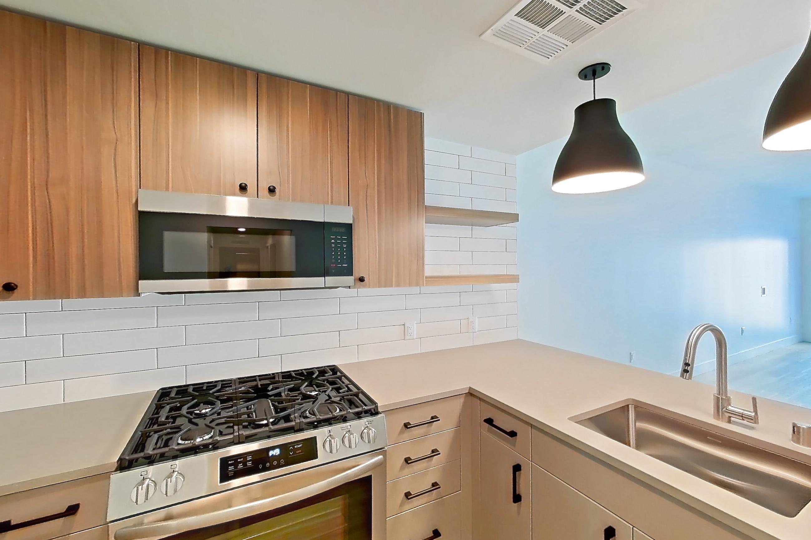 Kitchen, Apartment 427 at The Myles