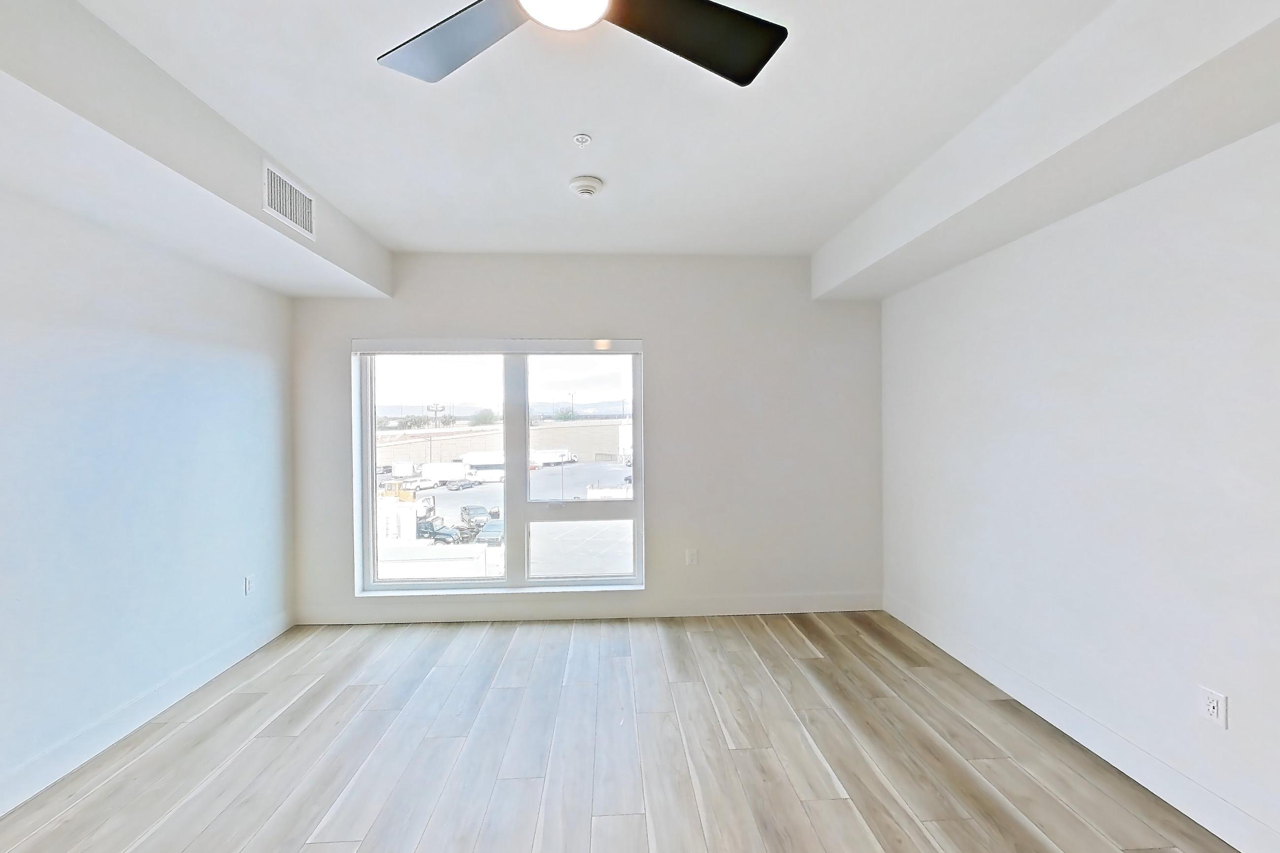 Living space, Apartment 451 at The Myles