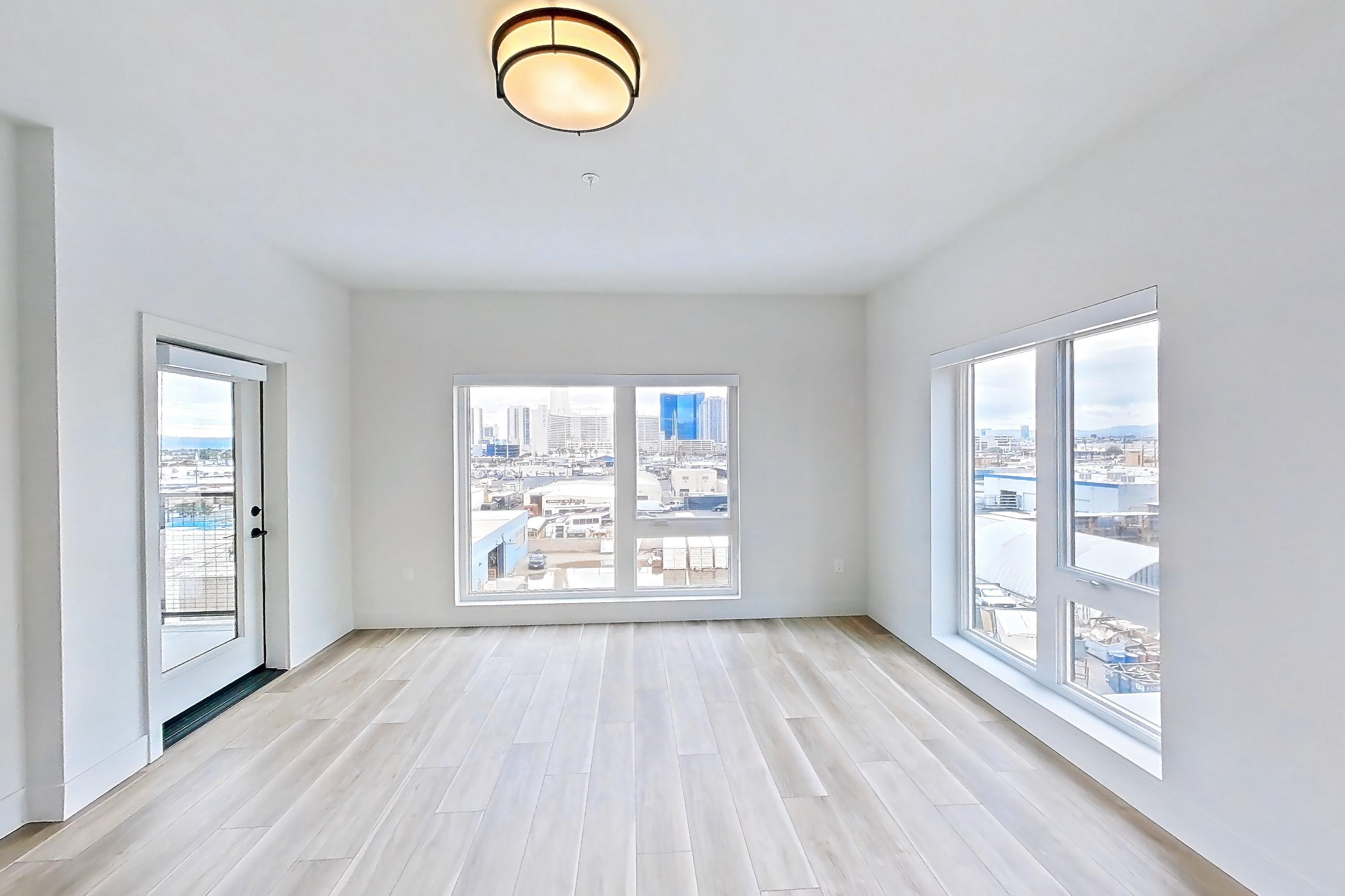 Living room, Apartment 507 at The Myles