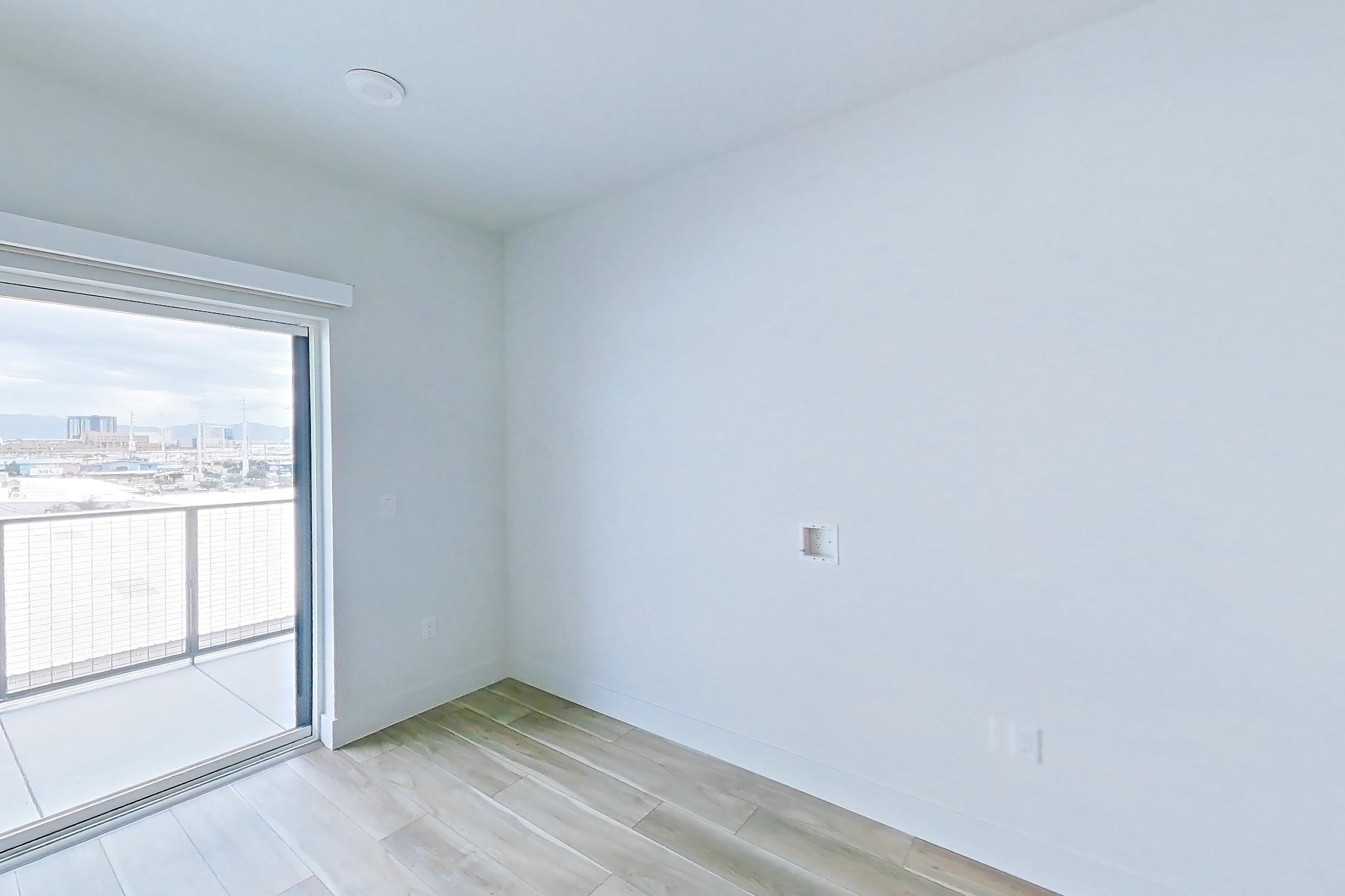 Living space, Apartment 508 at The Myles