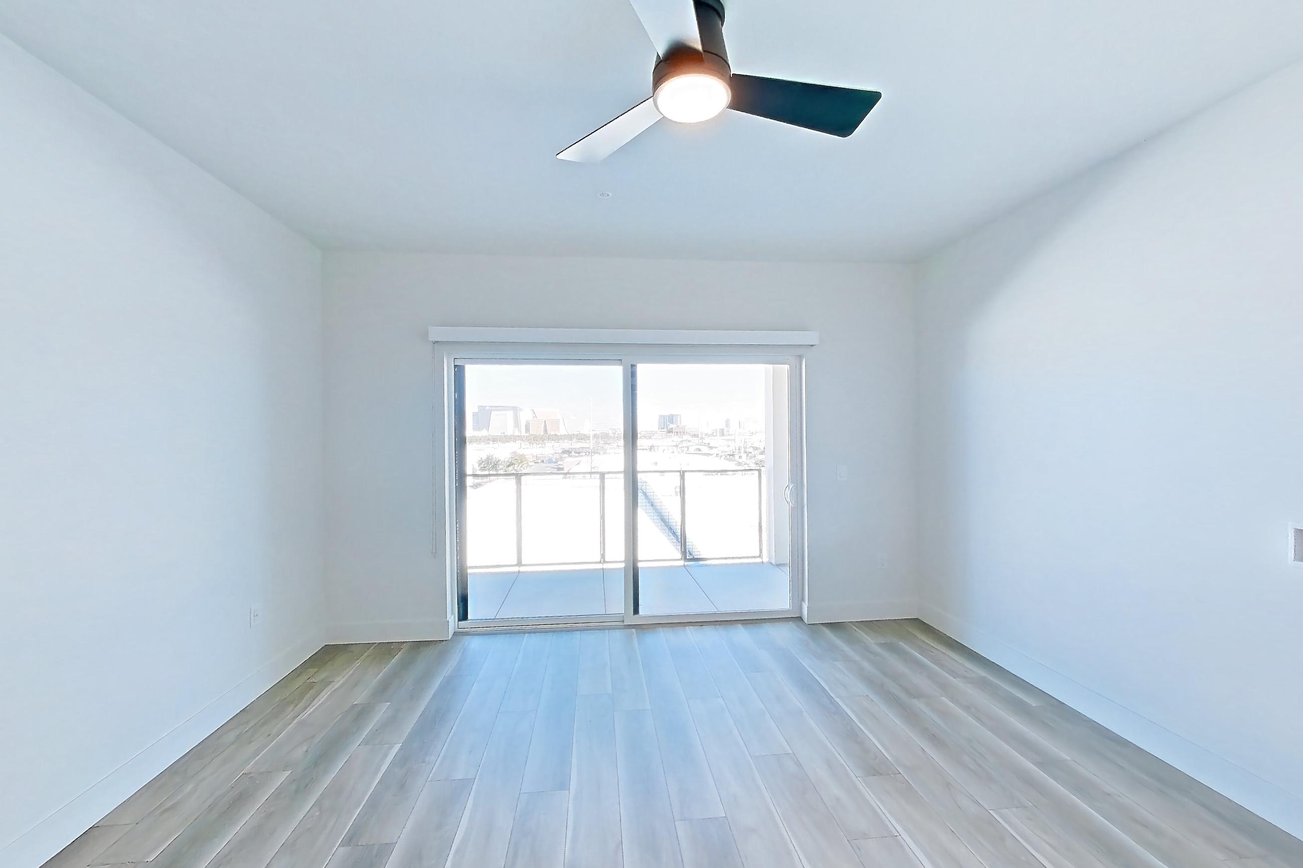 Living space, Apartment 535 at The Myles