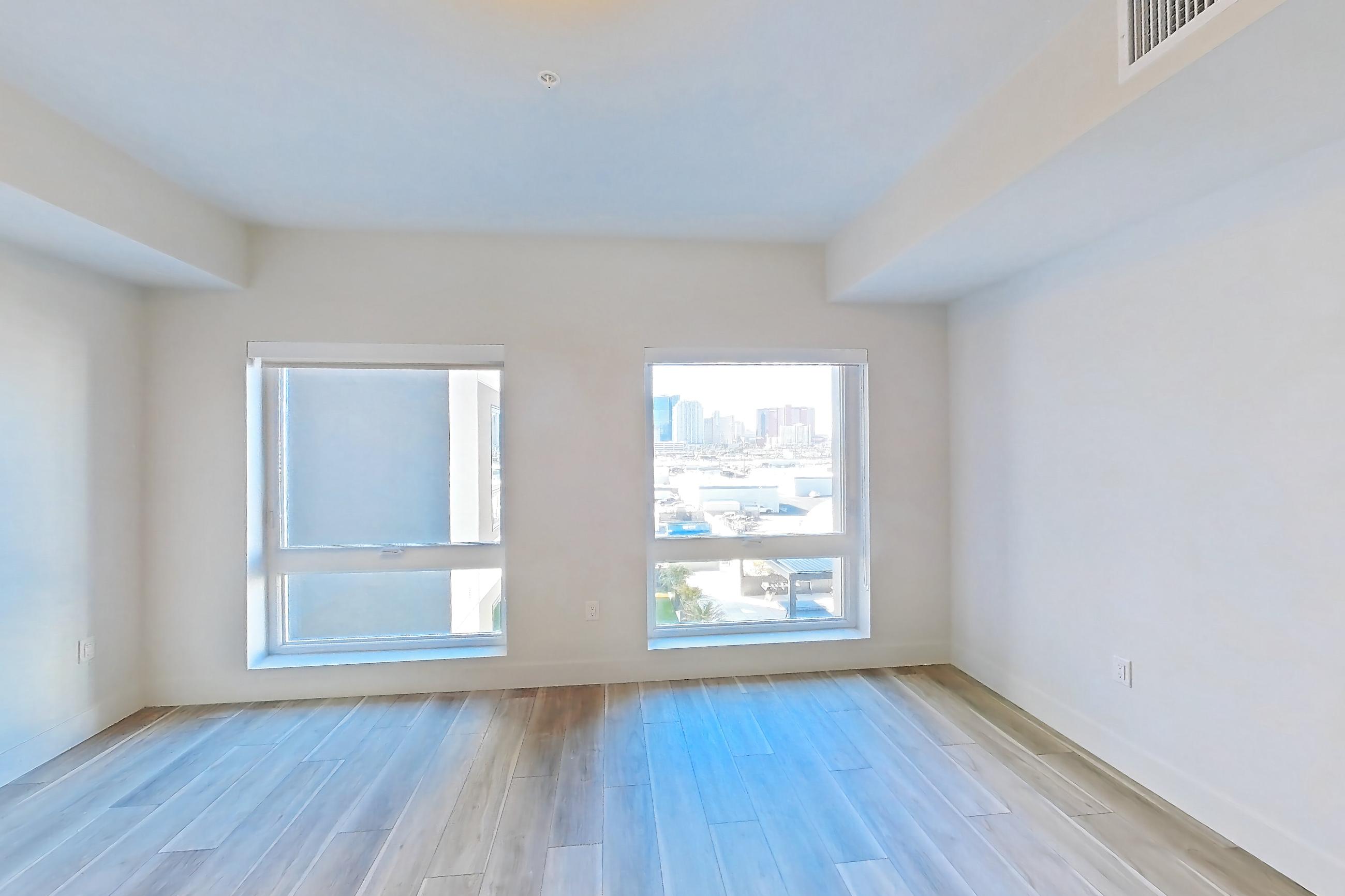 Living room, Apartment 536 at The Myles