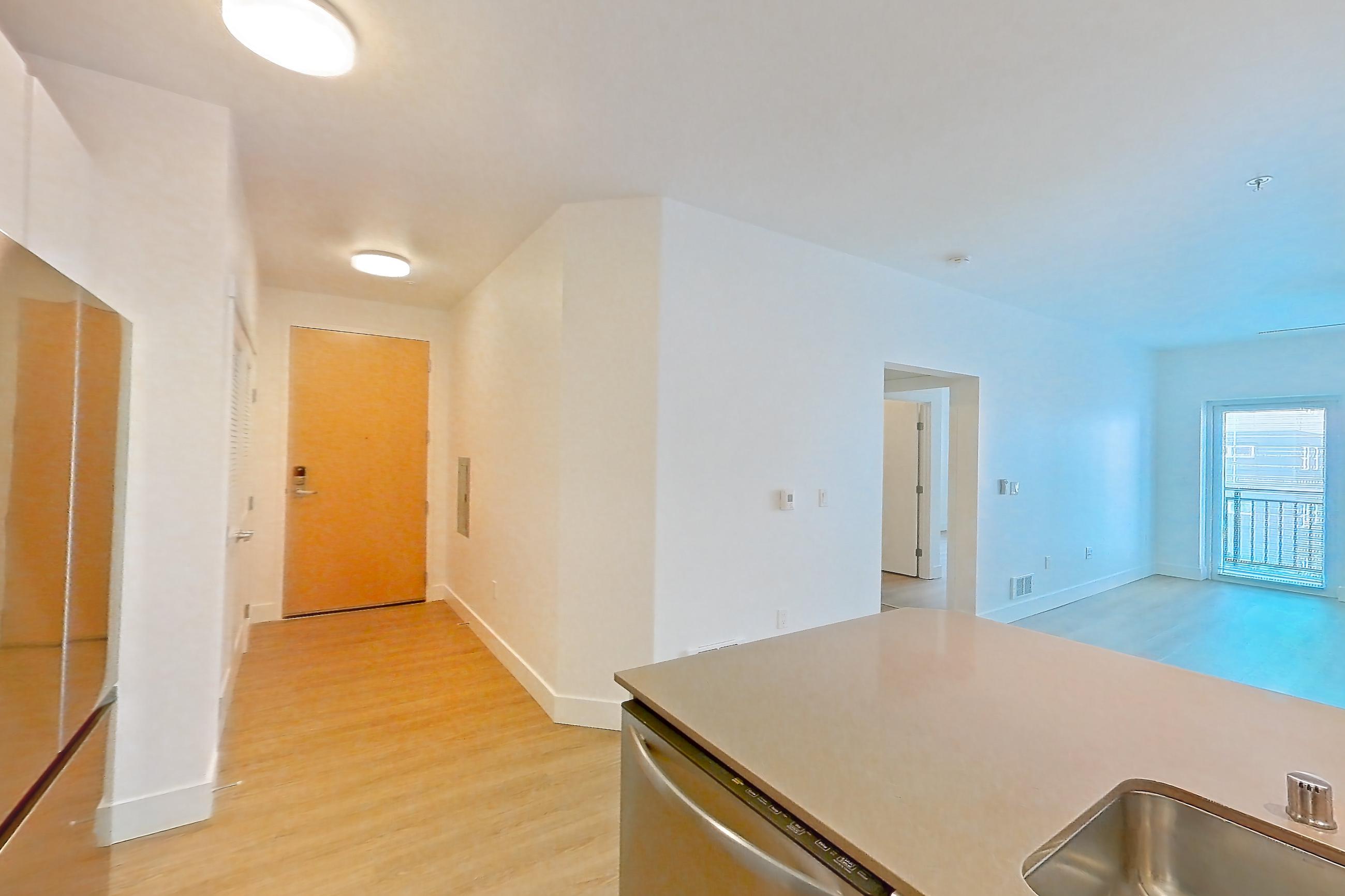 Kitchen in a A13 floor plan unit, representative of Unit 343 at The Waymark