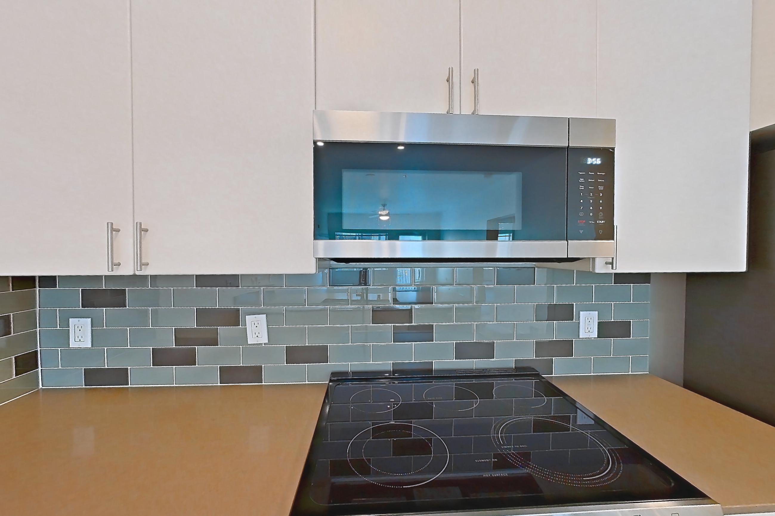 Kitchen in a A13 floor plan unit, representative of Unit 343 at The Waymark