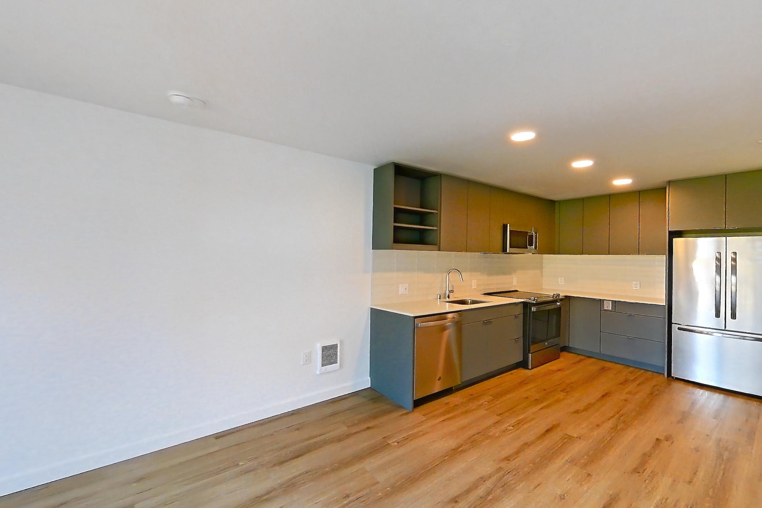 Living space in a A1 floor plan unit, representative of Unit 480 at Arlo