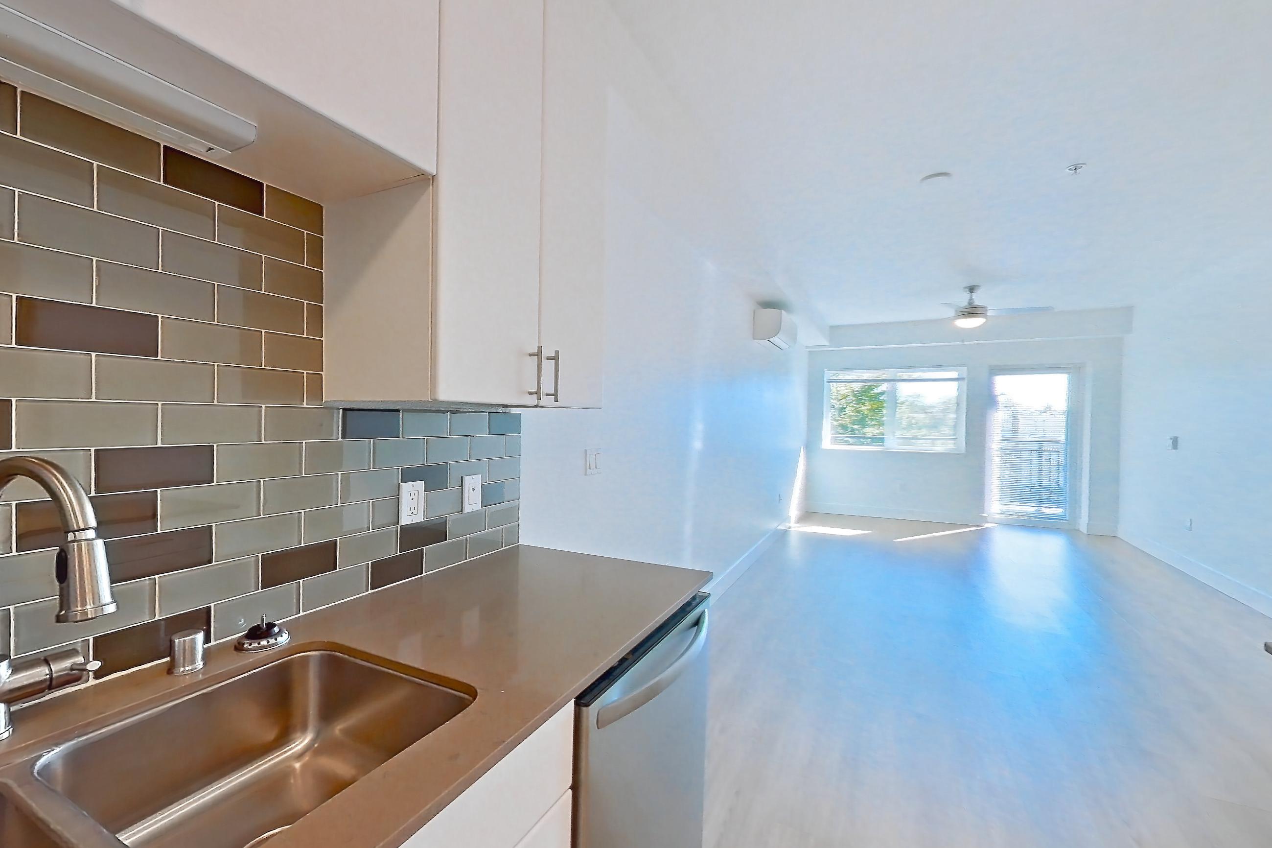 Kitchen in a A44 Premium floor plan unit, representative of Unit 226 at The Waymark